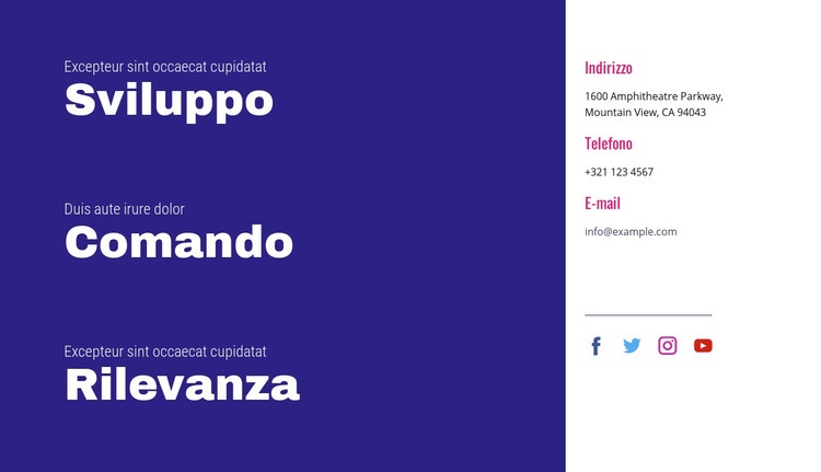 Sviluppo, leadership, rilevanza Mockup del sito web