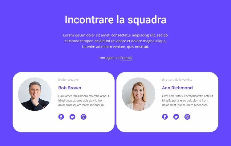 Incontra il nostro fantastico team Mockup del sito web