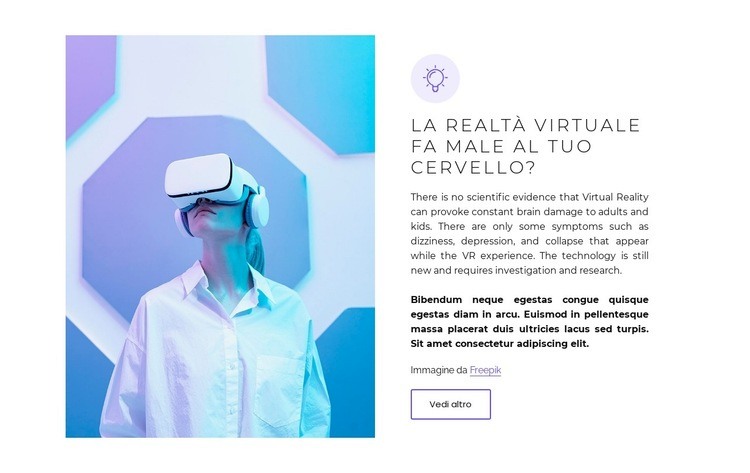La realtà virtuale ha problemi reali Modello