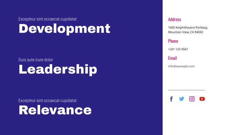 Development, leadership, relevance Joomla Page Builder