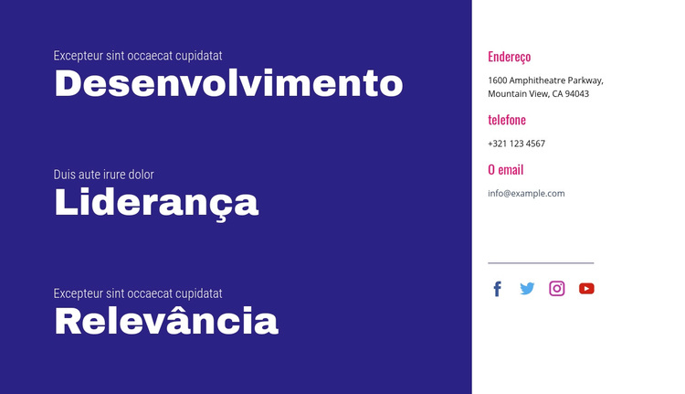 Desenvolvimento, liderança, relevância Tema WordPress