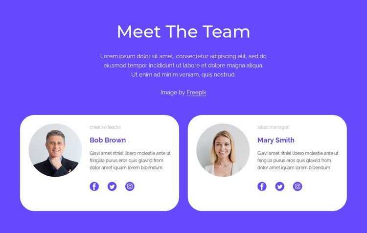 Meet our amazing team Web Page Design