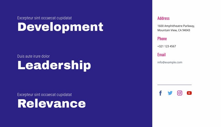 Development, leadership, relevance Webflow Template Alternative