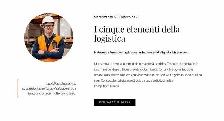 5 elementi di logistica Modelli di Website Builder