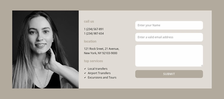 Manager contact form Homepage Design