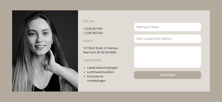 Contactformulier voor manager Website ontwerp