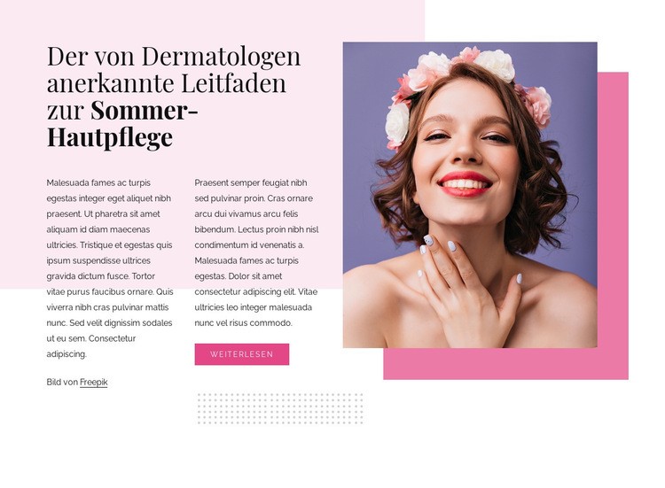 Hautpflege im Sommer Website design