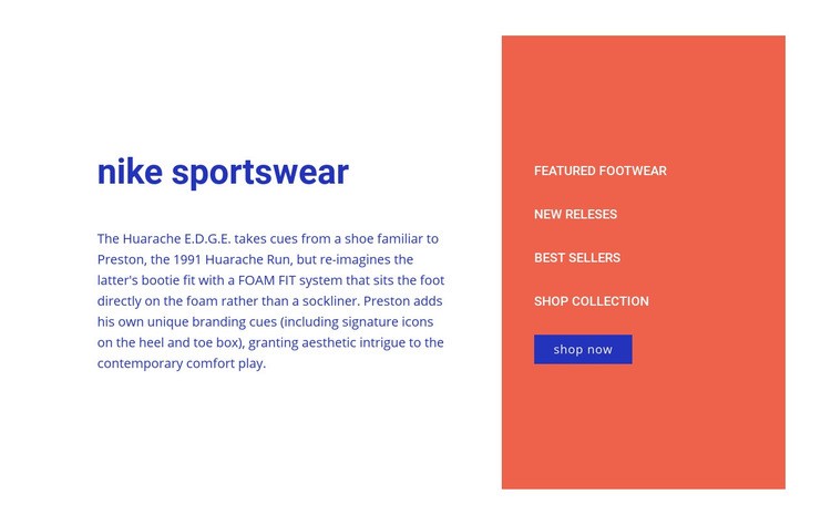 Nike sportswear Elementor Template Alternative