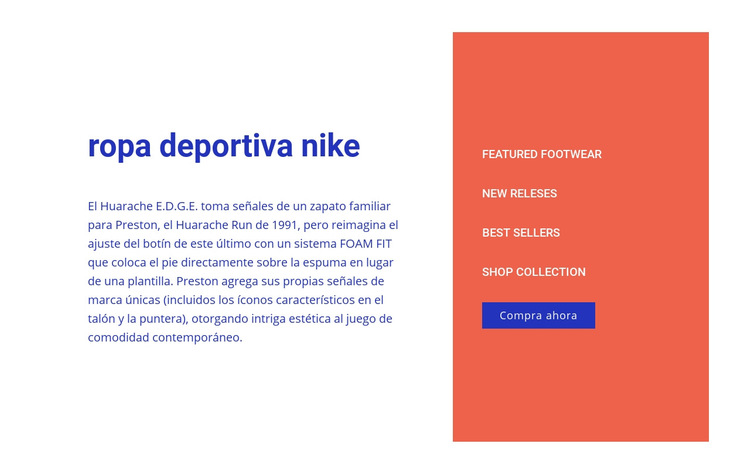 Nike ropa deportiva Plantilla de sitio web