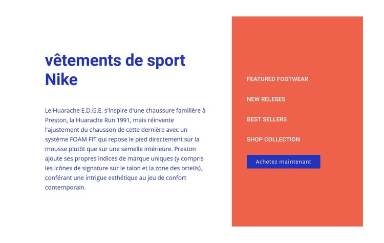 Vêtements de sport Nike Maquette de site Web
