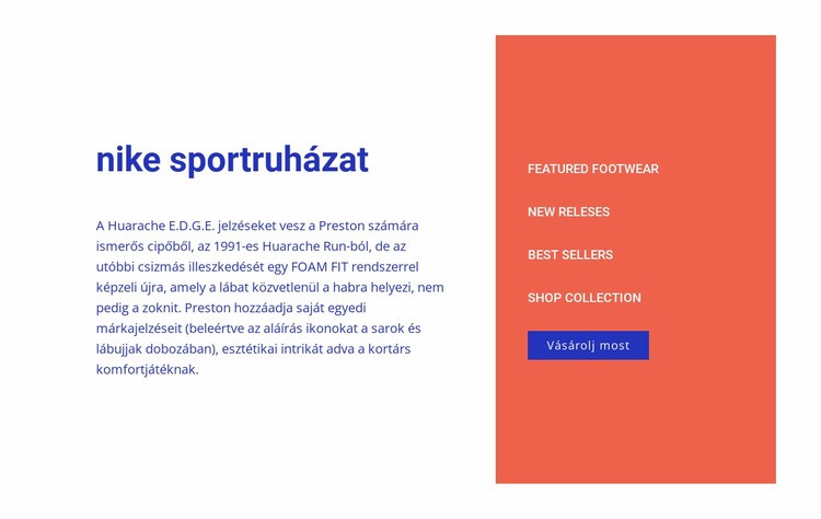 Nike sportruházat Weboldal tervezés