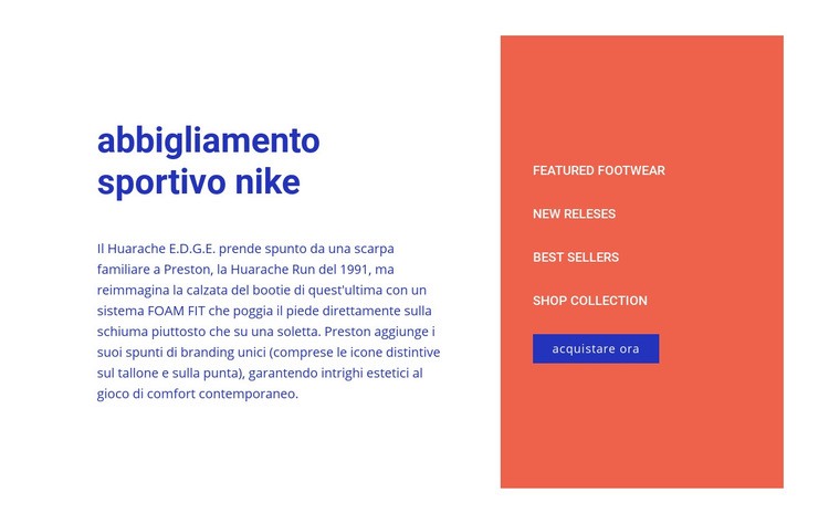 Abbigliamento sportivo Nike Costruttore di siti web HTML