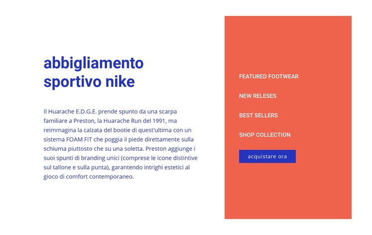 Abbigliamento sportivo Nike Mockup del sito web