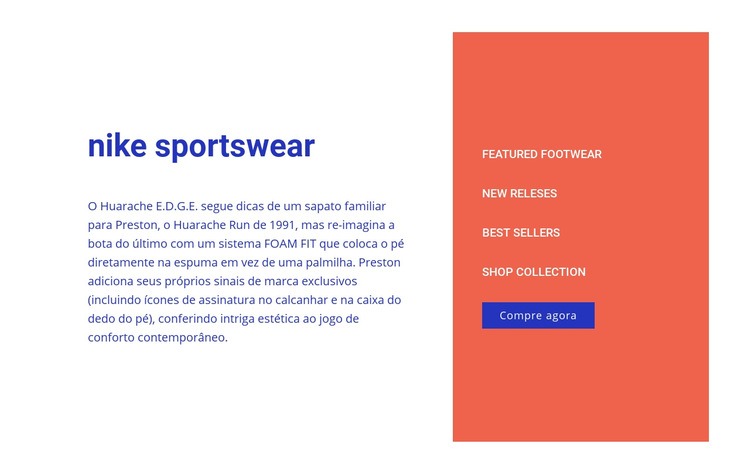 Nike sportswear Modelos de construtor de sites