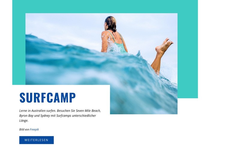 Sport-Surfcamp Eine Seitenvorlage