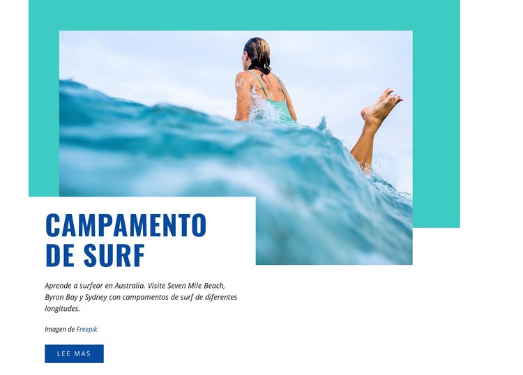 Campamento de surf deportivo Maqueta de sitio web