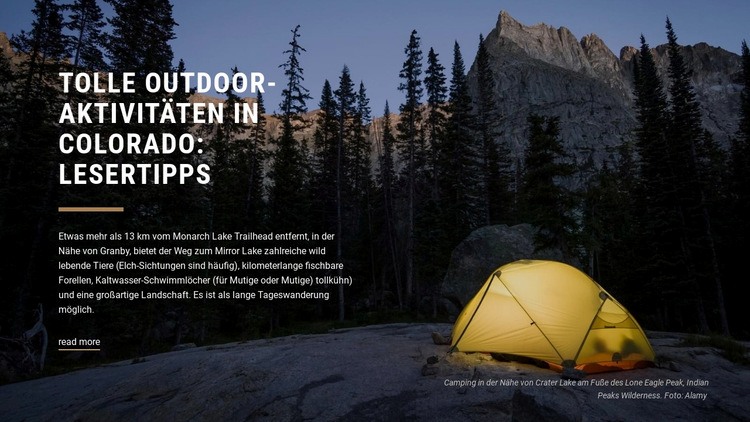 Tolle Outdoor-Aktivitäten Landing Page