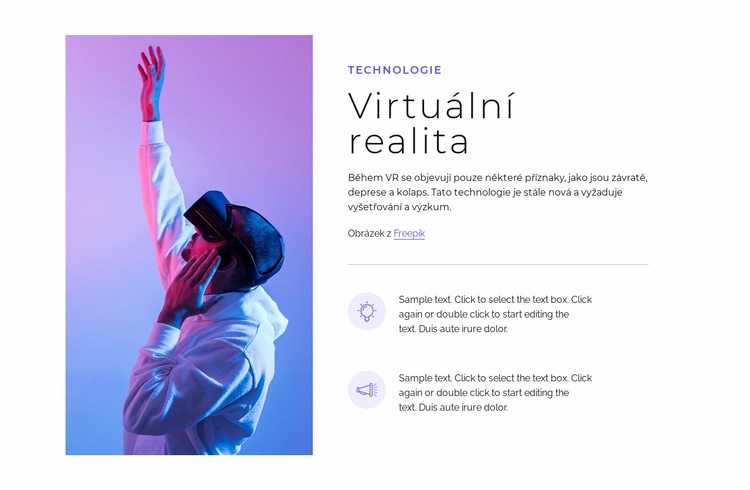 Technologie VR Šablona webové stránky