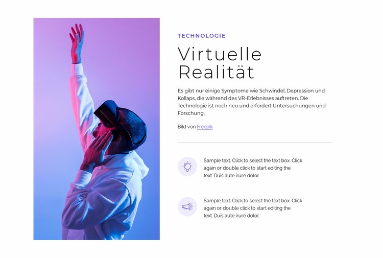 VR-Technologie Website design