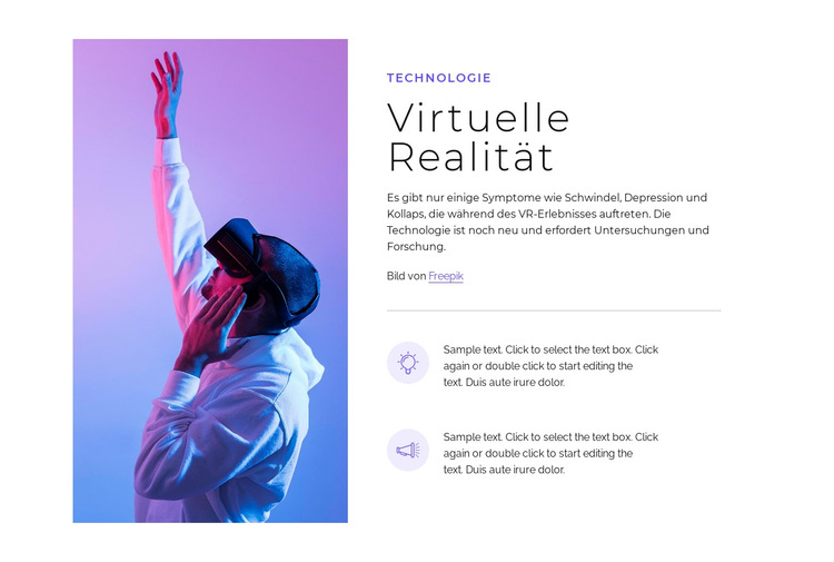 VR-Technologie Website-Vorlage
