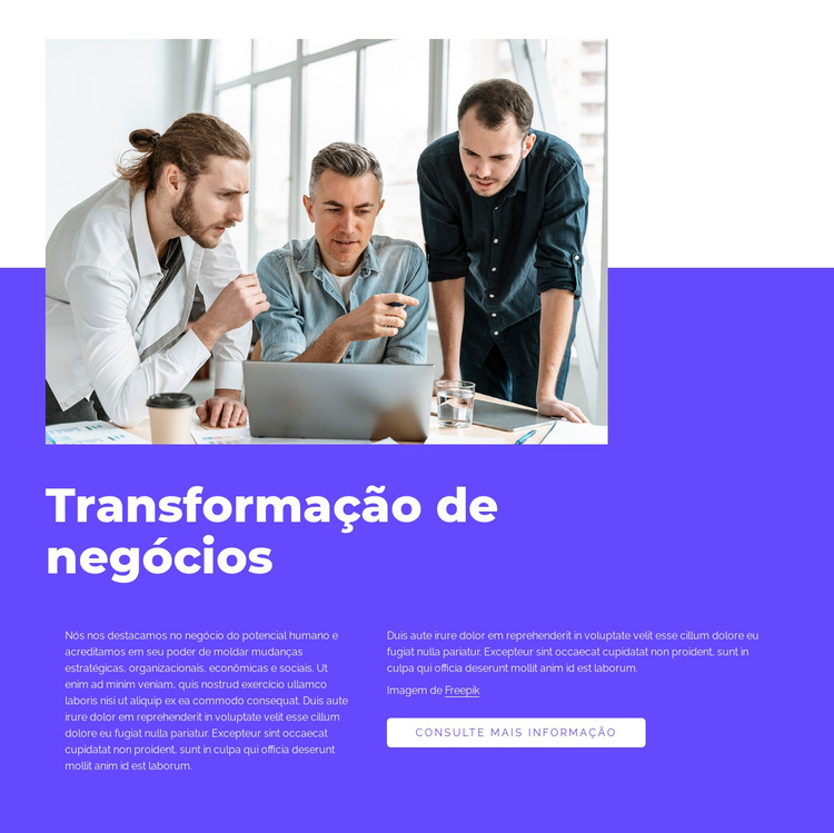 Nosso trabalho é transformador Modelo de site