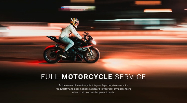Teljes körű motorkerékpárszerviz Html Weboldal készítő