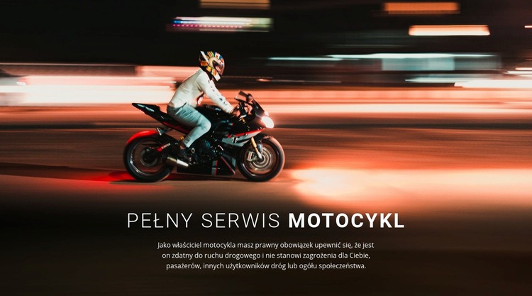 Pełna obsługa motocykli Makieta strony internetowej