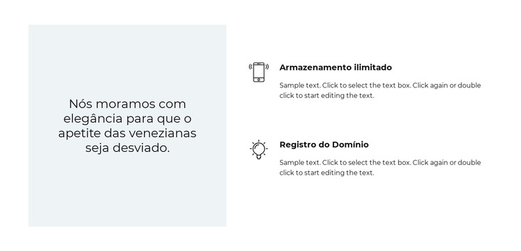 Dois benefícios e um orçamento Modelo de site