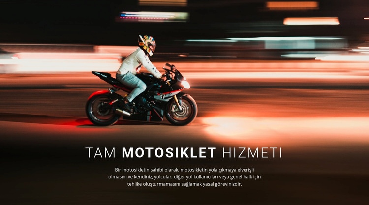 Tam motosiklet servisi Web Sitesi Mockup'ı