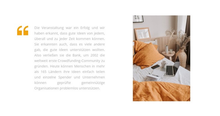 Schlafzimmer in Orangeton Website-Modell
