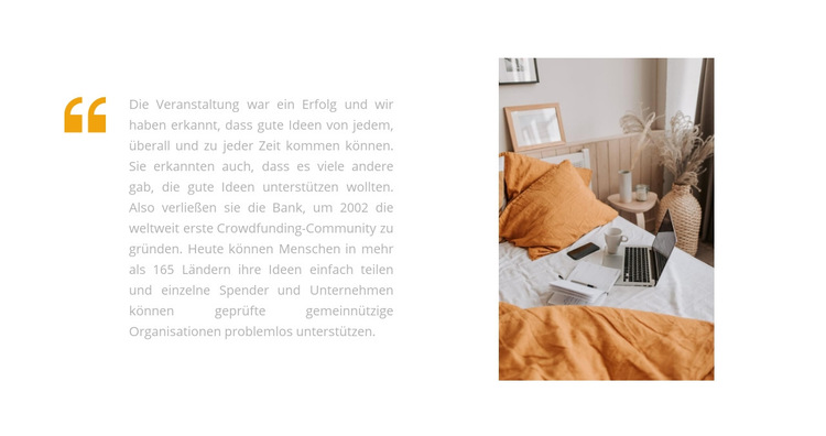 Schlafzimmer in Orangeton Website-Vorlage