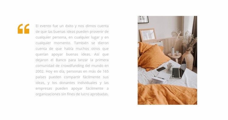 Dormitorio en tono naranja Maqueta de sitio web