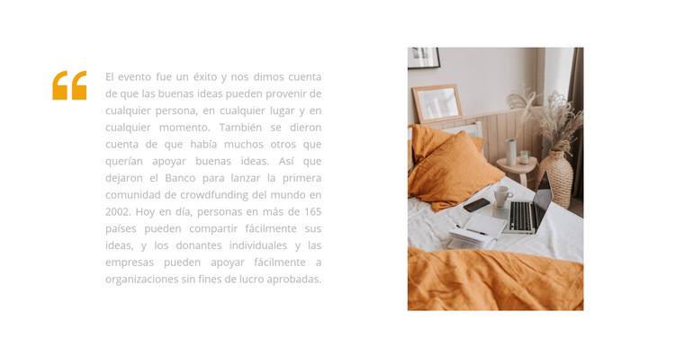 Dormitorio en tono naranja Plantilla de sitio web