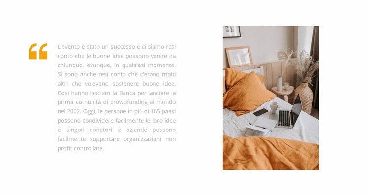 Camera da letto in tonalità arancione Un modello di pagina