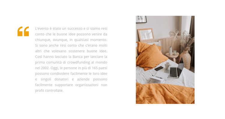 Camera da letto in tonalità arancione Modello di sito Web