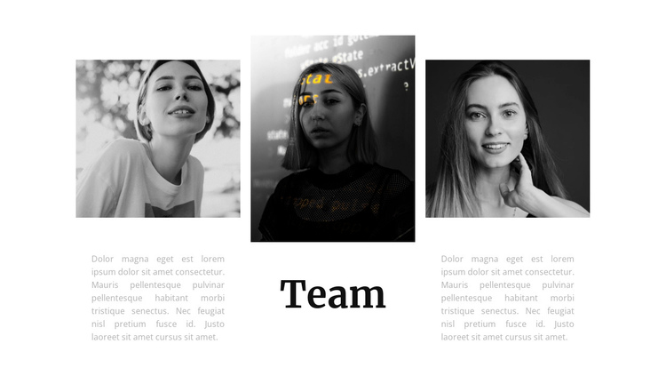 Team of three girls One Page Template