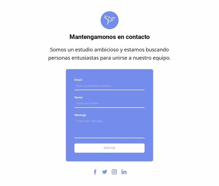 Formulario de contacto con texto e icono Creador de sitios web HTML