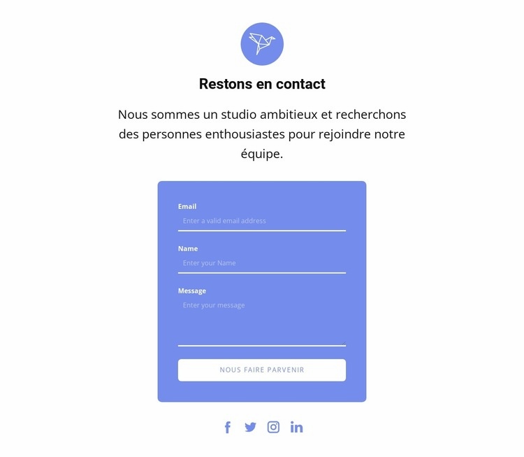 Formulaire de contact avec texte et icône Modèles de constructeur de sites Web