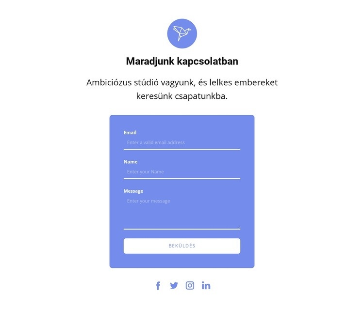 Kapcsolatfelvételi űrlap szöveggel és ikonnal CSS sablon