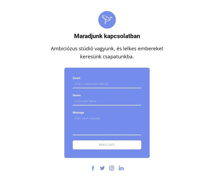 Kapcsolatfelvételi űrlap szöveggel és ikonnal WordPress Téma