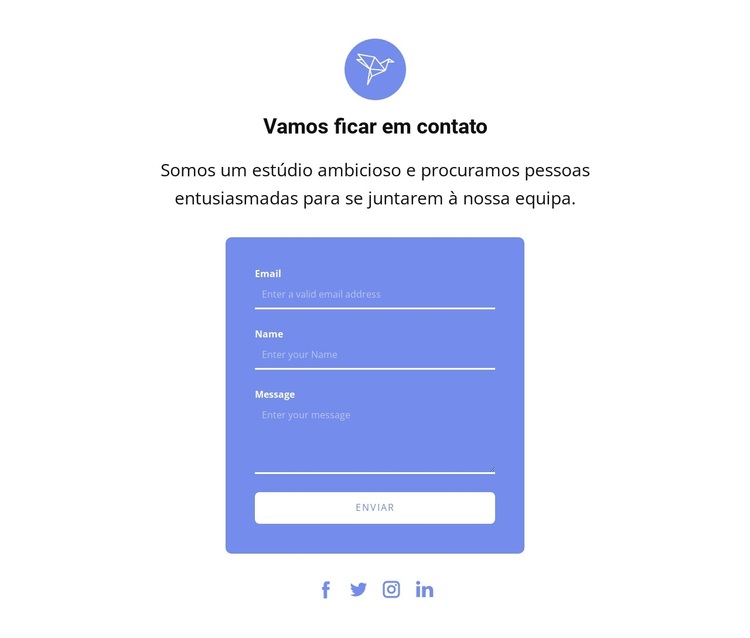 Formulário de contato com texto e ícone Tema WordPress