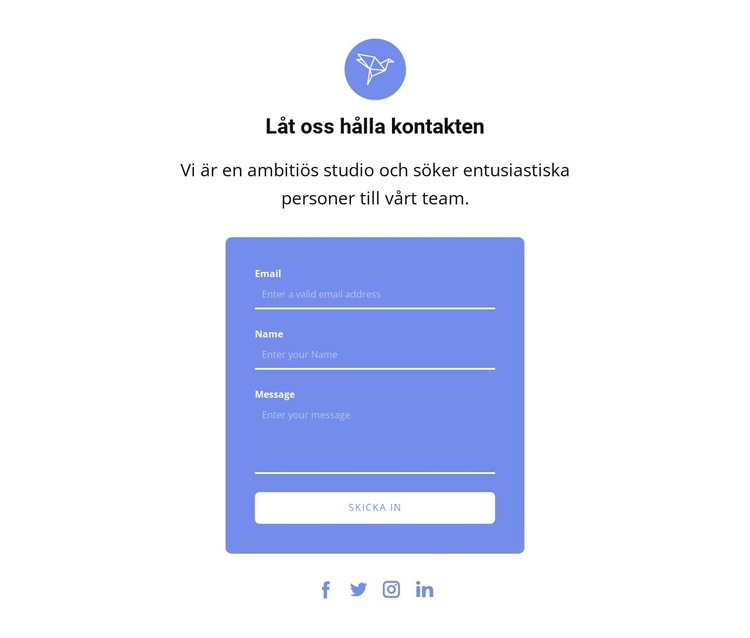 Kontaktformulär med text och ikon CSS -mall