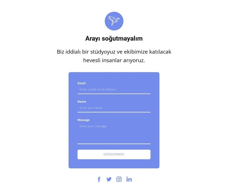 Metin ve simge içeren iletişim formu Web Sitesi Oluşturucu Şablonları