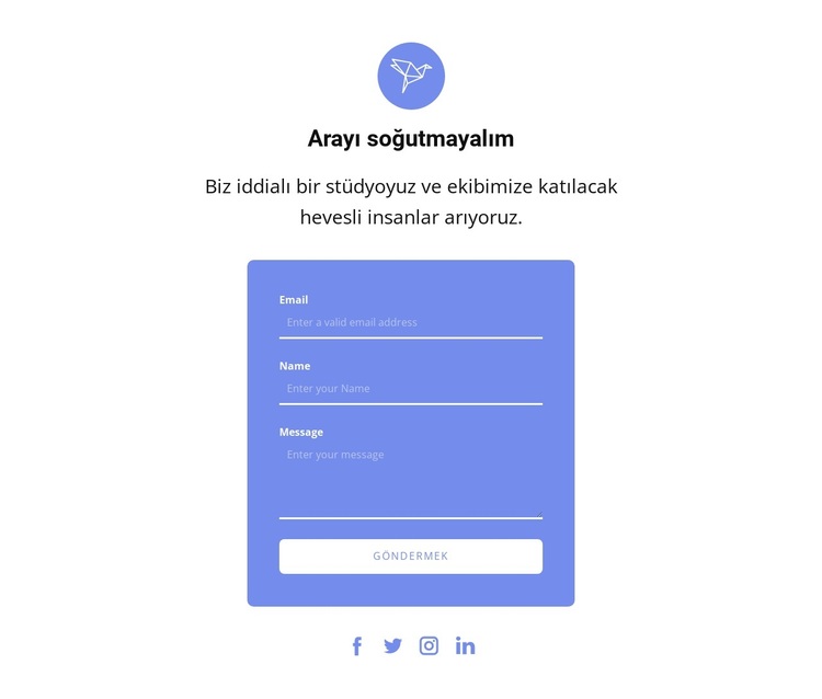 Metin ve simge içeren iletişim formu WordPress Teması