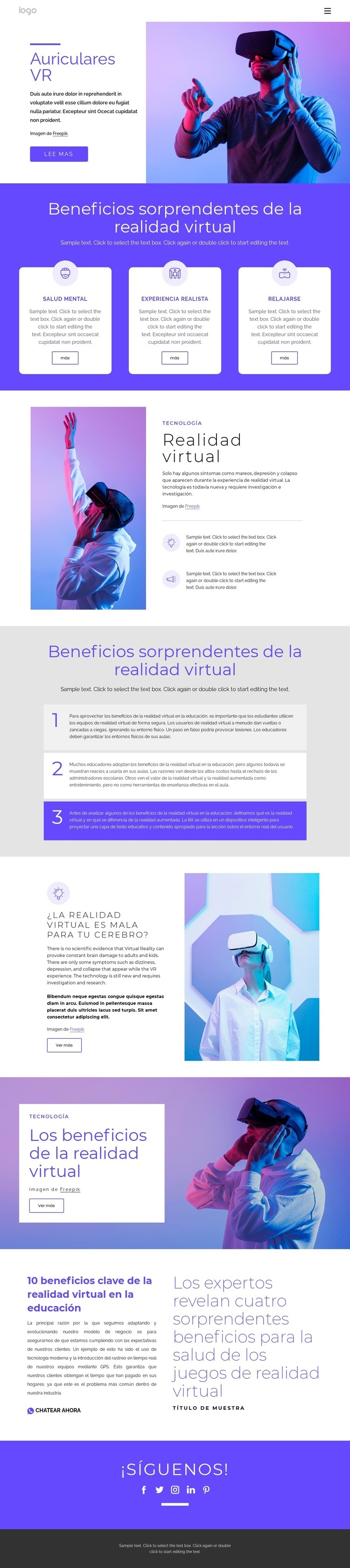 Sobre la realidad virtual Diseño de páginas web