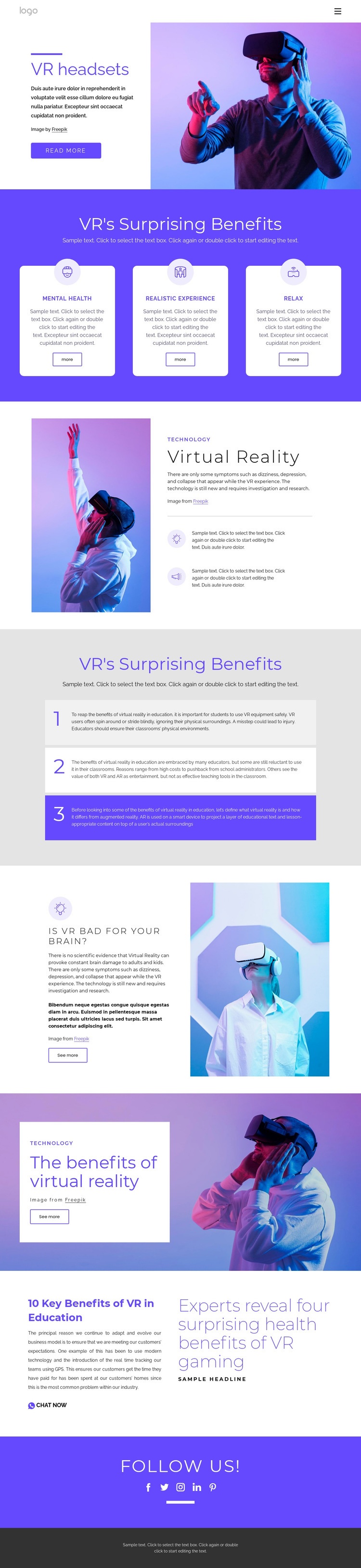 About virtual reality Homepage Design