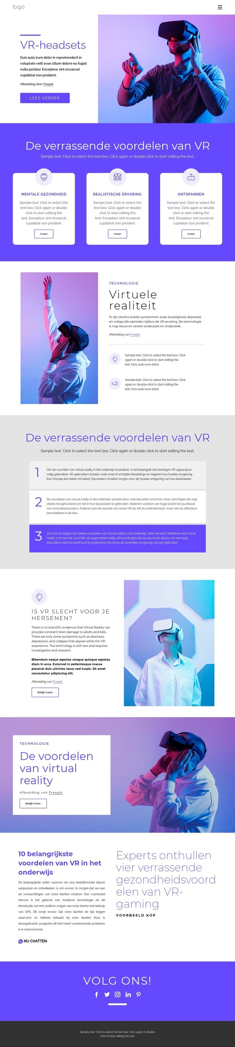 Over virtuele realiteit HTML5-sjabloon