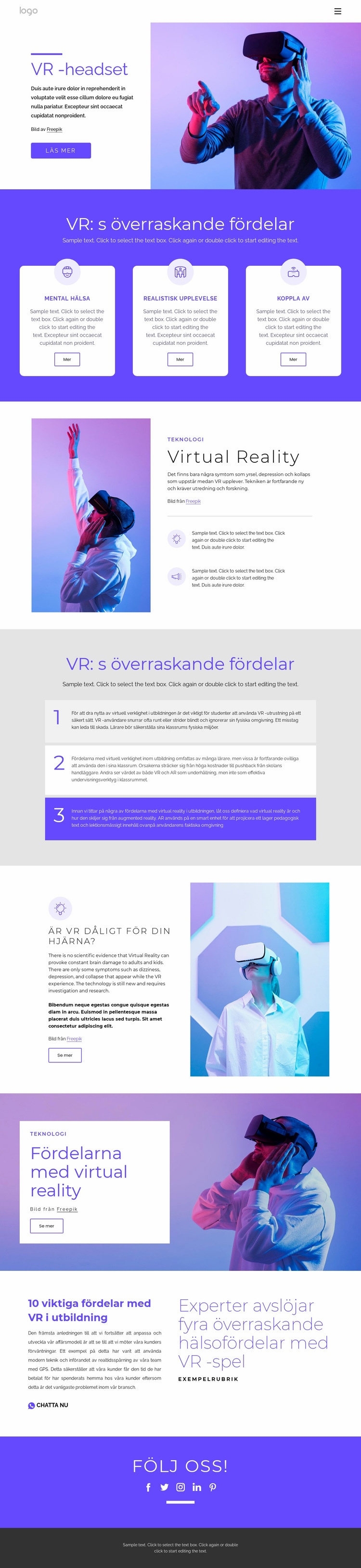 Om virtual reality Hemsidedesign