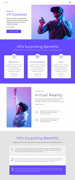 About Virtual Reality - Website Mockup
