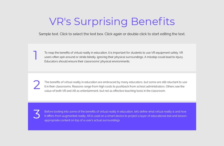 VR benefits CSS Template